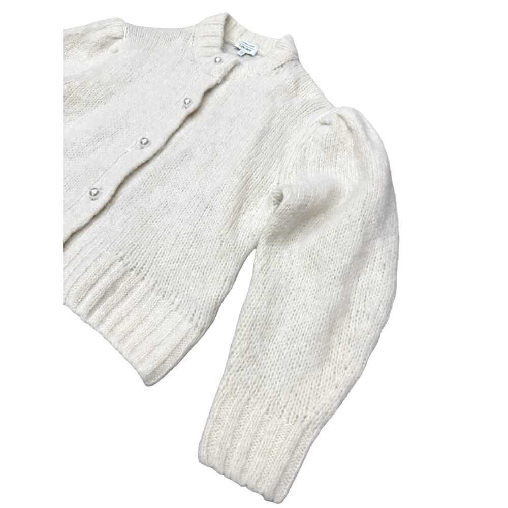 & Other Stories Cream Pearl-Button Puff Sleeve Cardigan - Picture 4 of 7